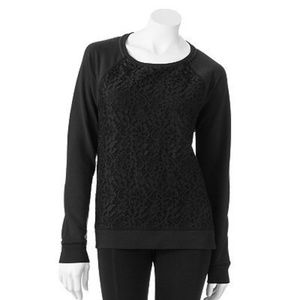 Black Sweater with Lace Front
